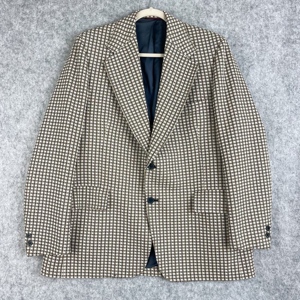 VTG Hart Schaffner Marx Blazer‎ Sport Coat Mens 44R Geometric Astra Knit Retro